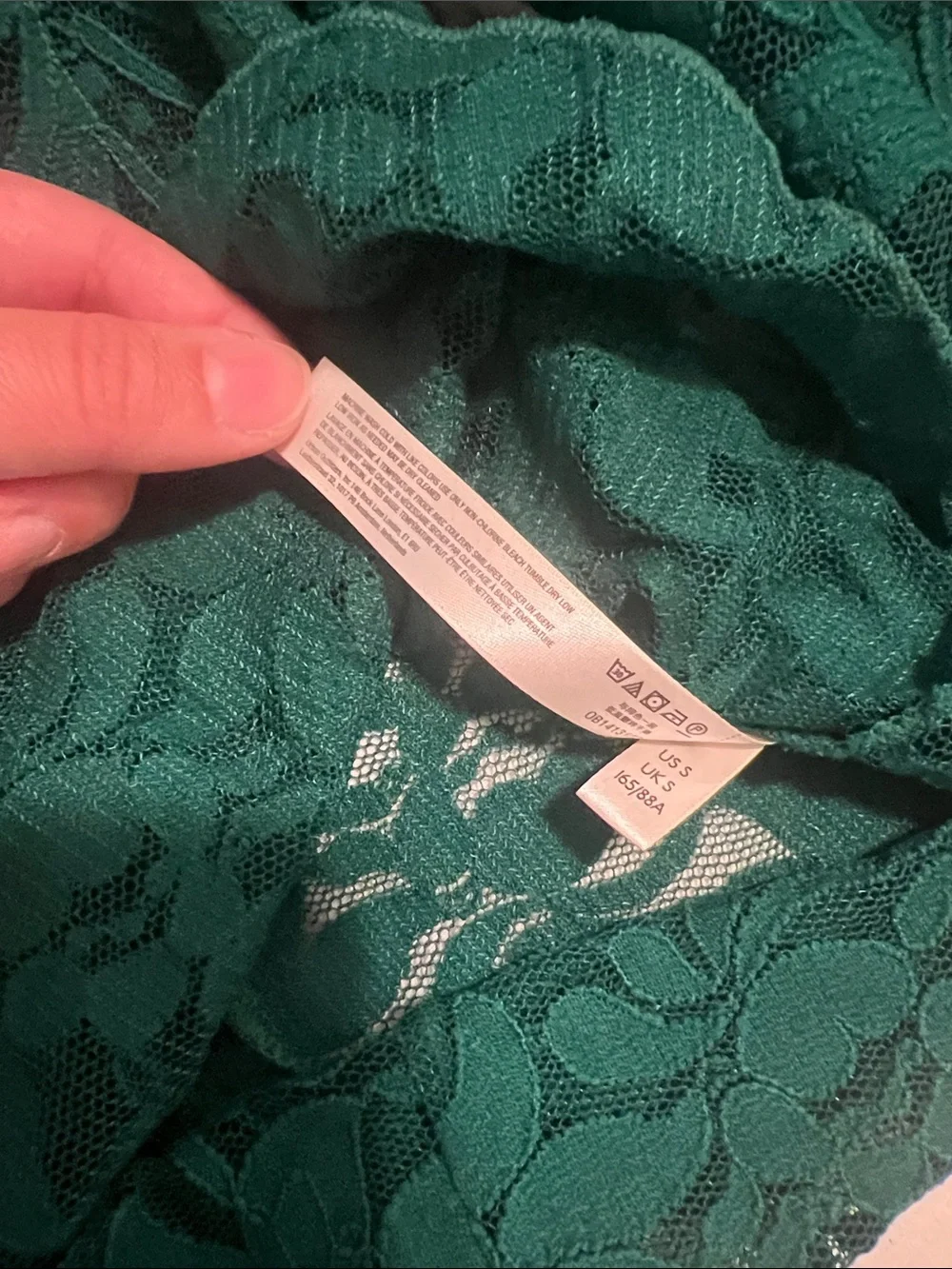 Intimately Free People Long Distance Layering Top Green Balsam Lace - Size Small